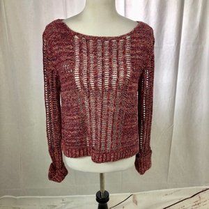 Free People Loose Knit Crochet Sweater Size Small 100% Cotton